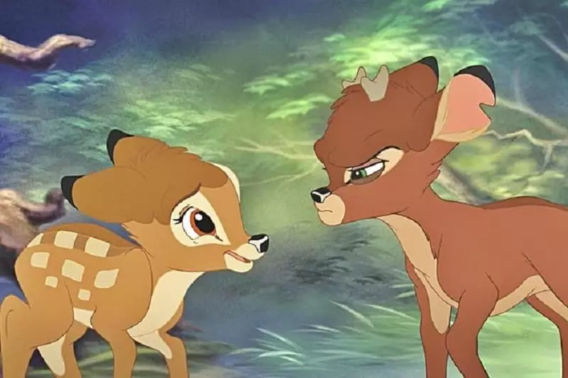 Bambi og Rono (ramma frá Bambi teiknimyndinni)