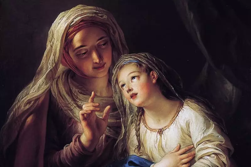 聖安娜和聖母瑪利亞。藝術家Quapel Charles Antoine