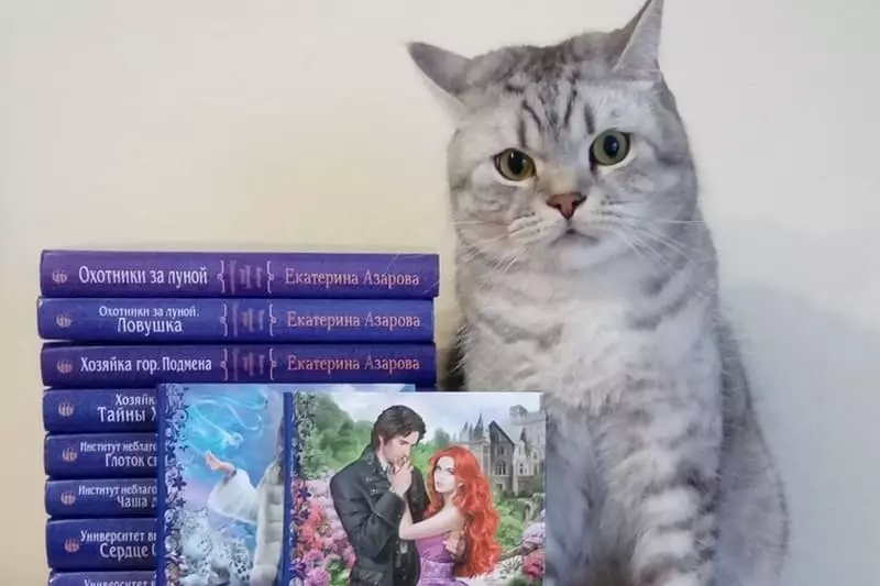 書籍和貓凱瑟琳阿扎羅娃