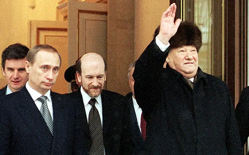 Vladimir Poetin, Alexander Voloshin en Boris Yeeltsin