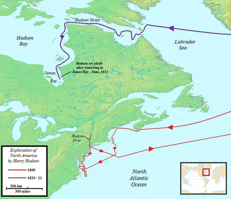 Rute perjalanan Henry Hudson