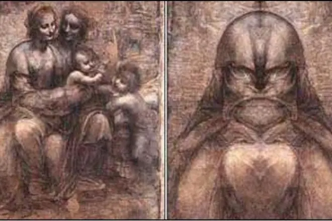 Etude Leonardo da Vinci og et speilbilde av et barns ansikt