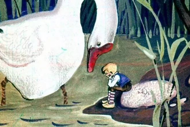 Ілюстрацыя да казкі Сельмы Лагерлёф «Падарожжа Нільса з дзікімі гусямі»