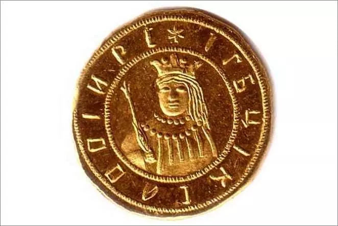 Portret fan Sophia Alekseevna op in gouden munt