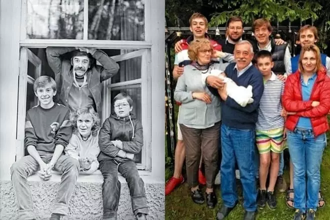 Vladimir nyelvtan a feleségével, gyermekeivel és unokáival