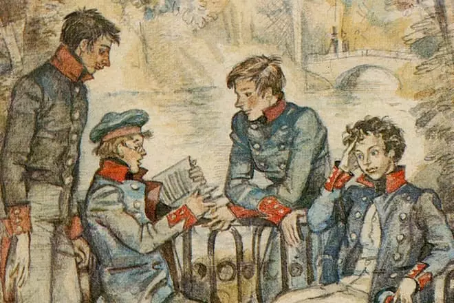 Licite Wilhelm Kyhelbecker, Anton Delvig, Ivan Pushchin, Alexander Pushkin