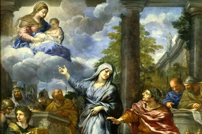 Tiburbinskaya Sivila visar Octaviana Augusti som kommer med Kristus