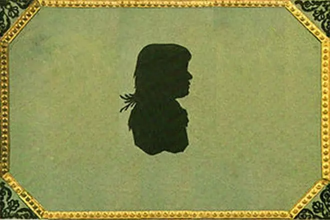 Mary Volkonskaya siluetas - vienintelis Nicholas Tolstoy žmonos vaizdas