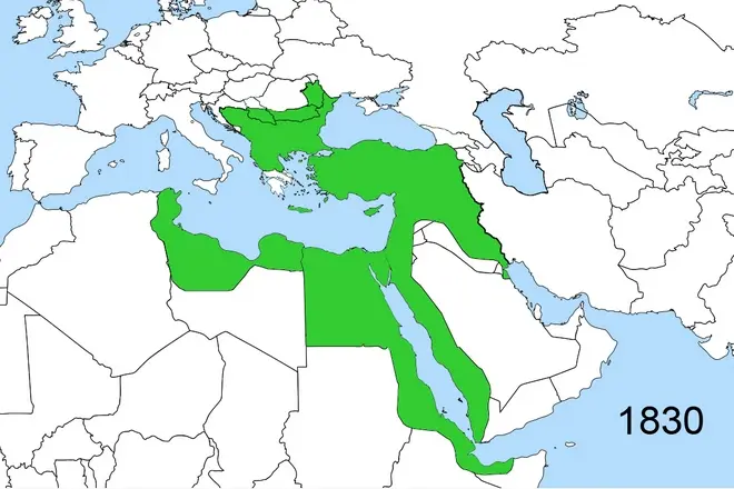 แผนที่ของจักรวรรดิออตโตมันระหว่าง Mahmud II
