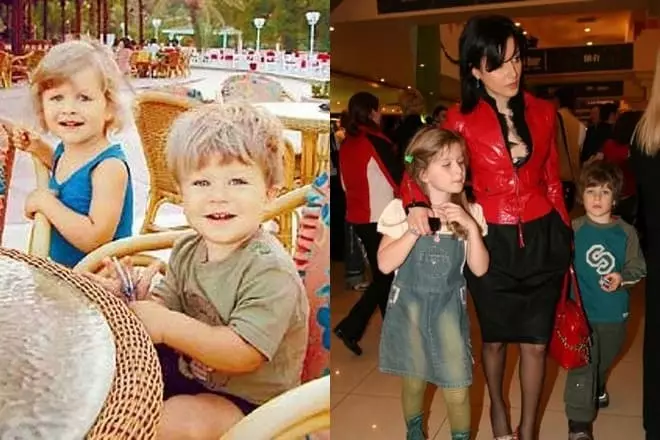 Melania Kondrachina as a child with Mom and Brother Leonthy