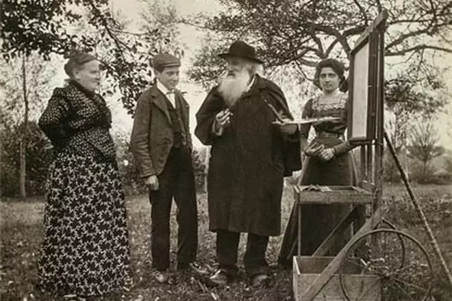Camille Pissarro con sua moglie e figli