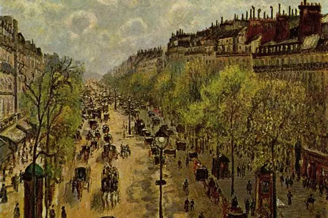 Sarin'i Camille Pissarro "Montmartre Boulevard ao amin'ny Lohataona"