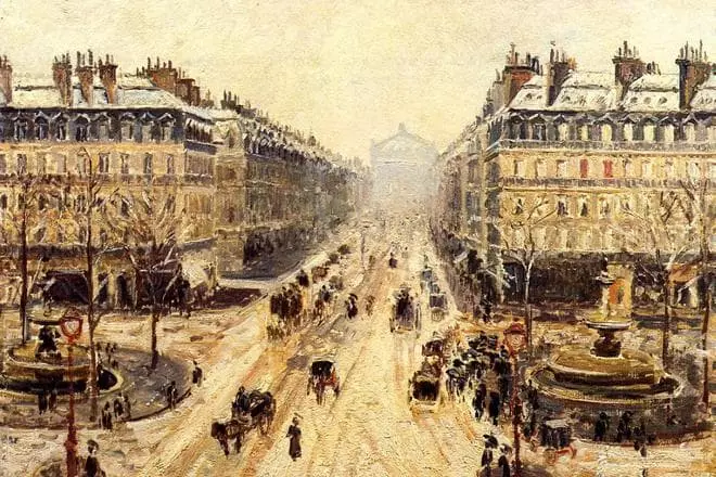 Картина Каміля Піссарро «Оперний проїзд в Парижі. Ефект снігу. Ранок »