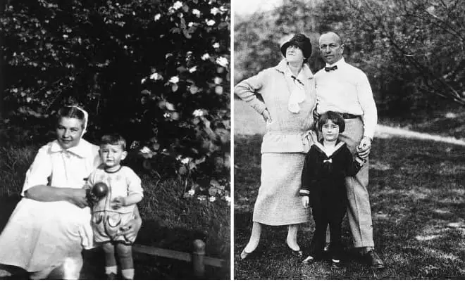 Helmut Newton na infancia con Nanny e pais