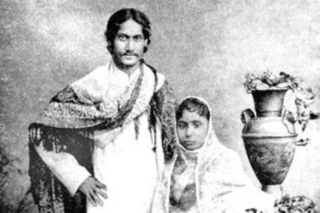 Rabindranat Tagore- ը եւ նրա կինը `Mrinalini Devi