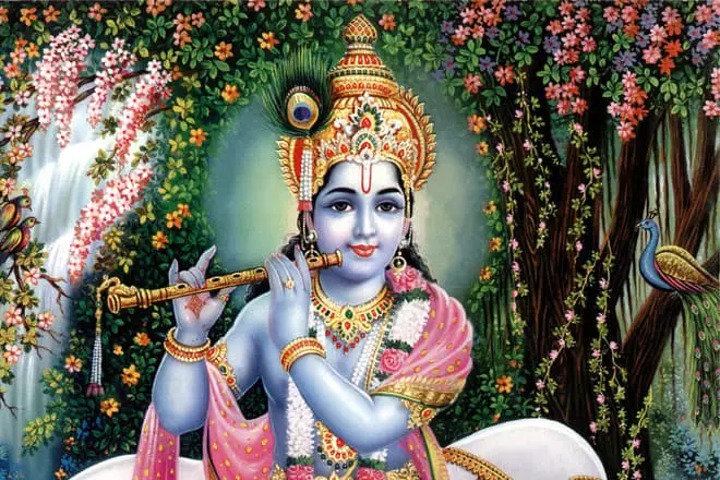 Krishna ជាមួយខ្លុយនៅក្នុងដៃ