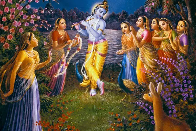 Krishna envoltat de pastors