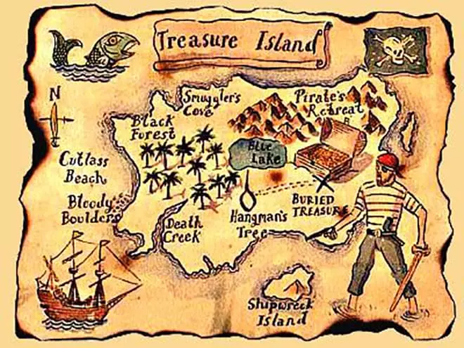 خزانہ جزیرہ کا نقشہ