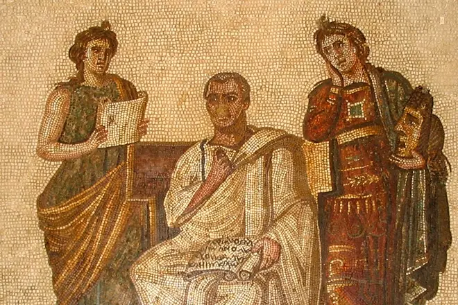 Virgilio si siede tra Muses Klio e Meldoma