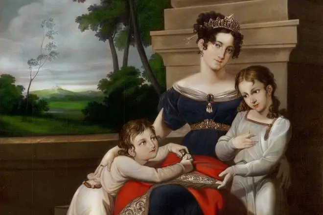Prince Albert nell'infanzia con madre e fratello Ernst
