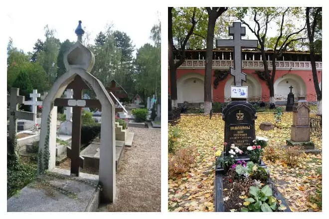 Graves of Ivan og Olga Shmelev i Paris og Rusland