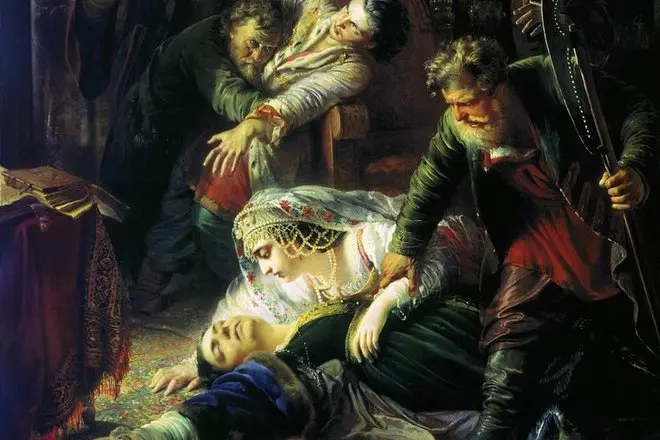 María Godunova y su hijo asesinado Fedor