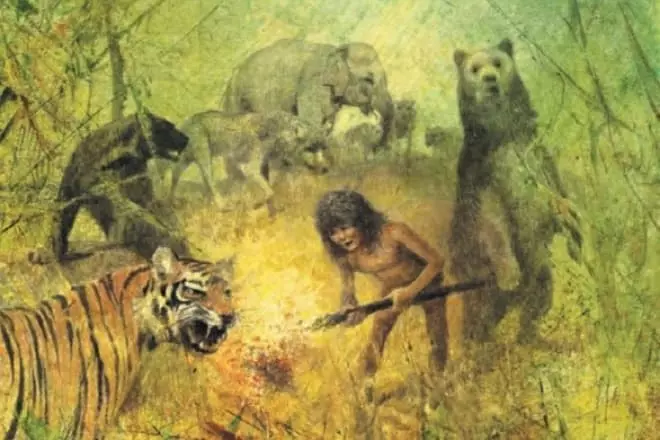 Yllustraasjes foar it ferhaal fan 'e Redyard Kipling "Jungle Book"