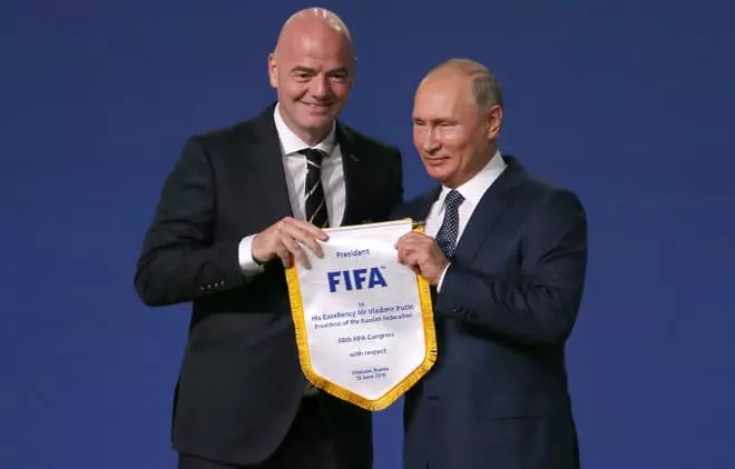 Gianni Infantino a Vladimir Putin