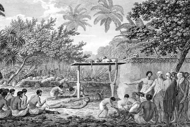 James Cook com nativos Oceania