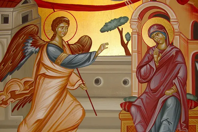 Angelas atneša naujienas apie Mergelės Mariją