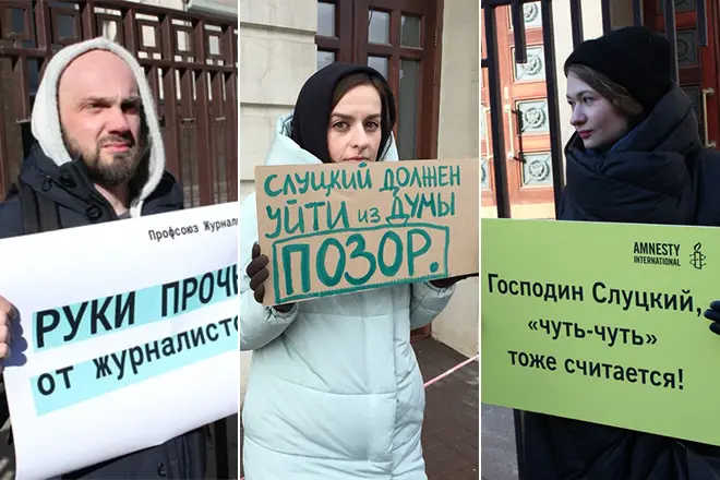 Pickets împotriva Slutsky după declarația Farida Rusamova
