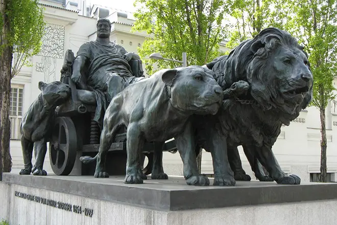 Mark Anthony in the chariot, harnessed lions