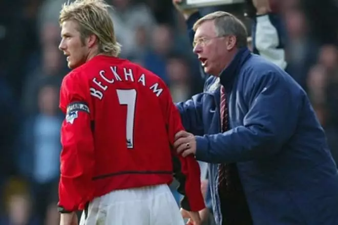 David Beckham y Alex Ferguson