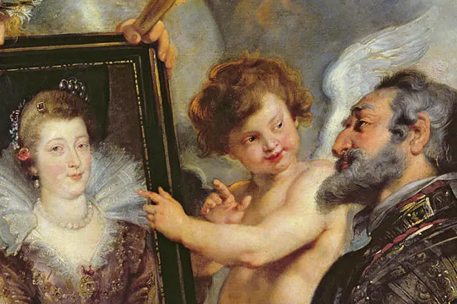 Heinrich IV y retrato de Mary Medici