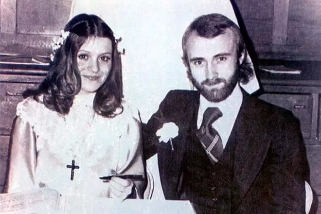 فیل کالینز و اولین همسرش آندریا Burtherli