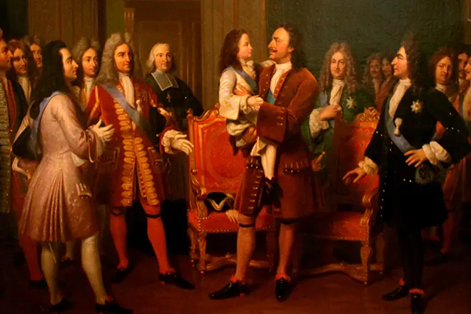 Louis XV sa mga kamay ni Peter I.
