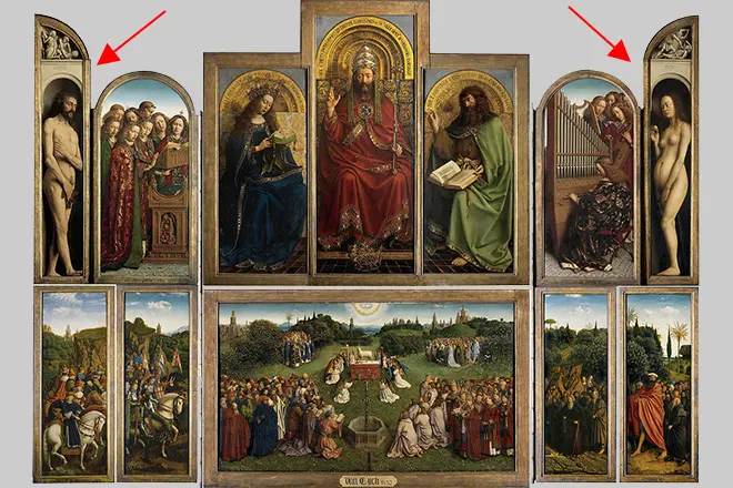 Atamu ma Eva i le Trittikha Albrecht Dürer