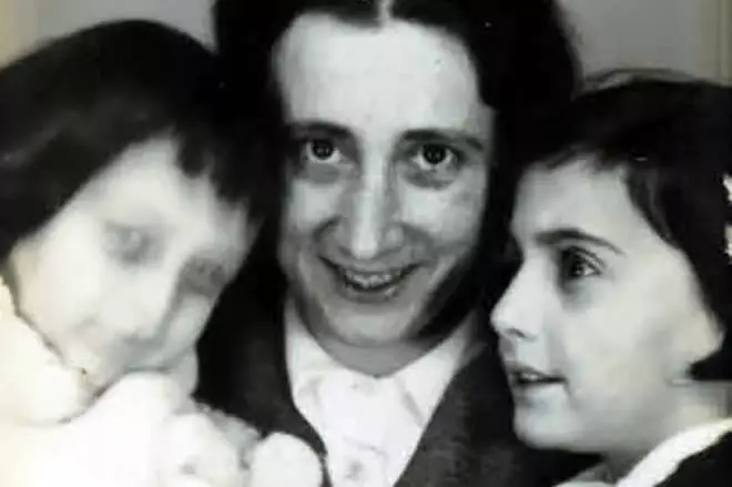 Anna Frank with mom and sister