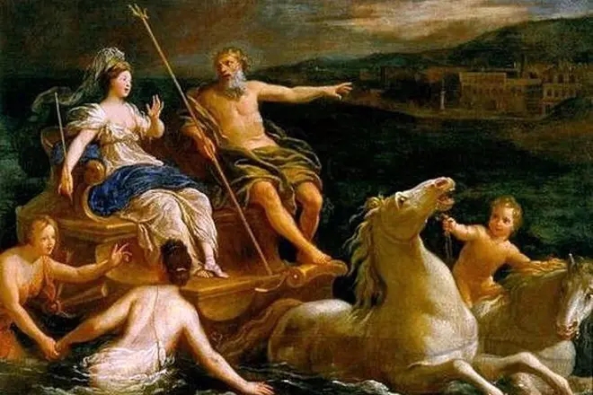 Poseidon and his wife amphitrite