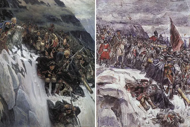 Vasily Surikova'nın resmi "Alpler aracılığıyla geçiş Suvorov"