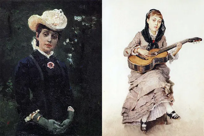 Vasily Surikov的圖片“肖像E.K. Dereagina“和”公主肖像。 Kropotnaya“
