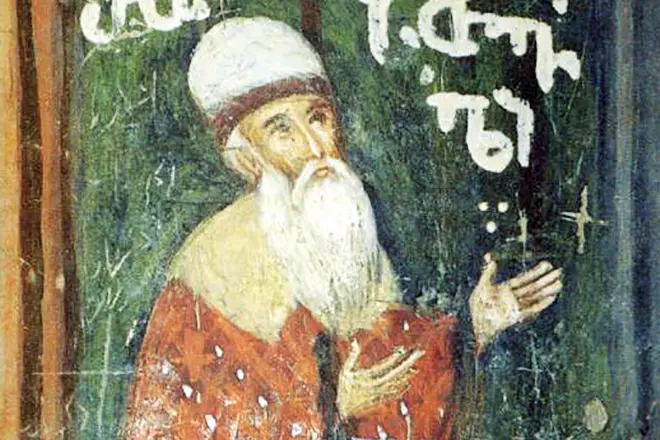 Self-portrait Shota Rustaveri juu ya fresco.