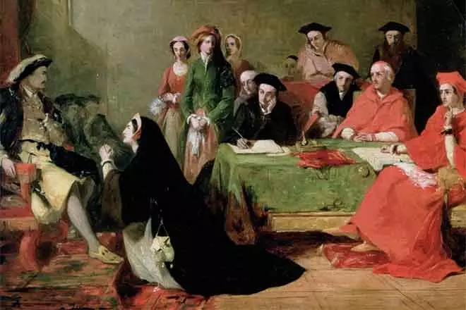 Catherine Aragoneskaya chiedendo Henry VIII ad abbandonare il divorzio