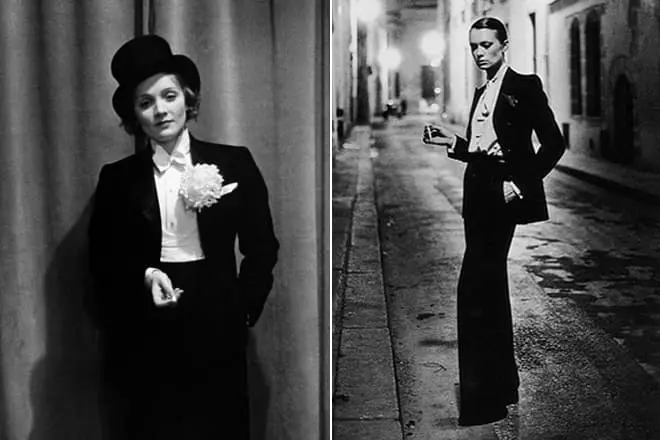 Marlene Dietrich демонстрира колекцията на Ива Сен Лоран