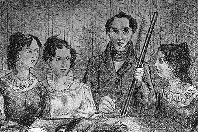 Charlotte Bronte with sisters and brother