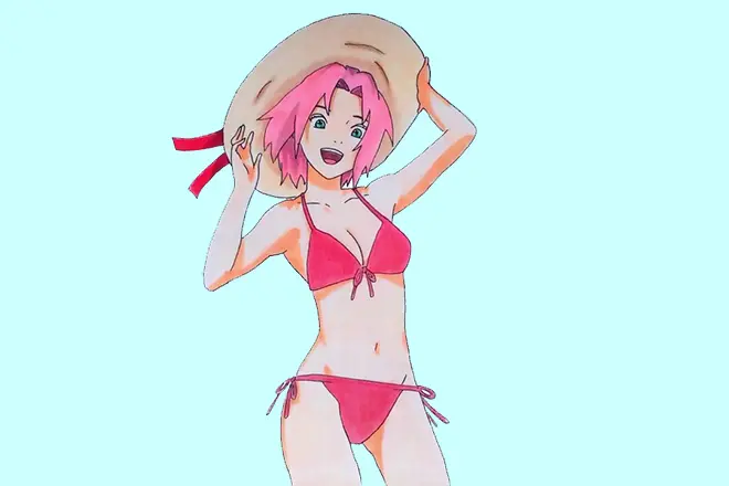 Sakura Haruo sa usa ka swimsuit