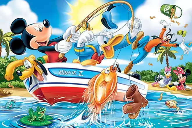 Mickey Mouse Rides Fishing