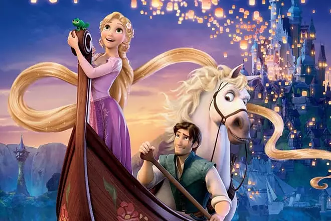 Rapunzel a Flyn jezdec v karikatuře