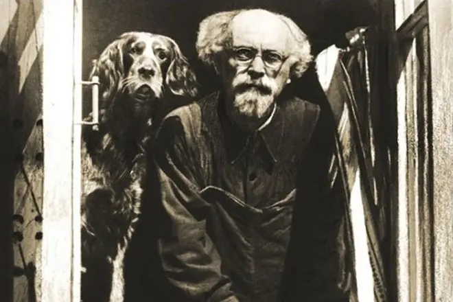 Mikhail Privhanin με ένα σκυλί