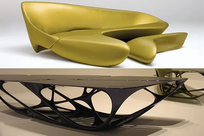 Möbler Chahi Hadid: Soffa och bord